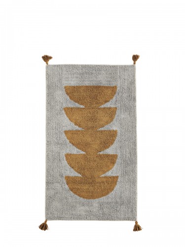 TAPIS  COTON GRIS ET CAMEL