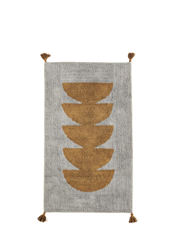 TAPIS  COTON GRIS ET CAMEL